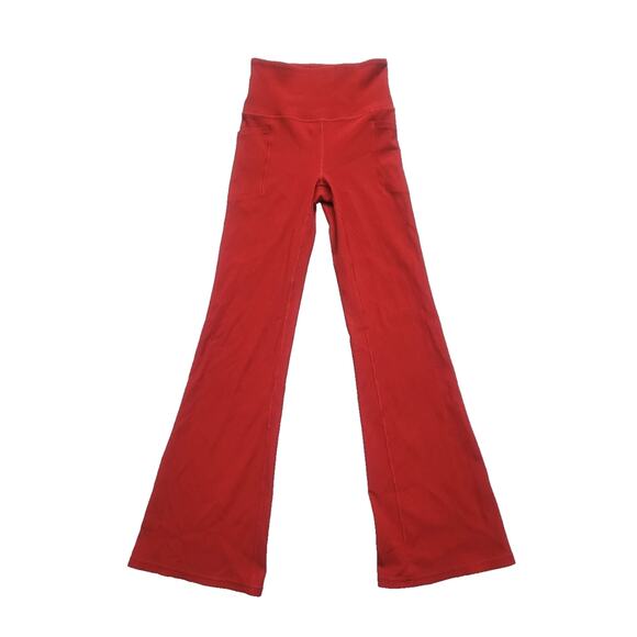Athleta Salutation Stash Rib Flare Pant Size XS Red Yoga Gym Gorpcore - Picture 1 of 7